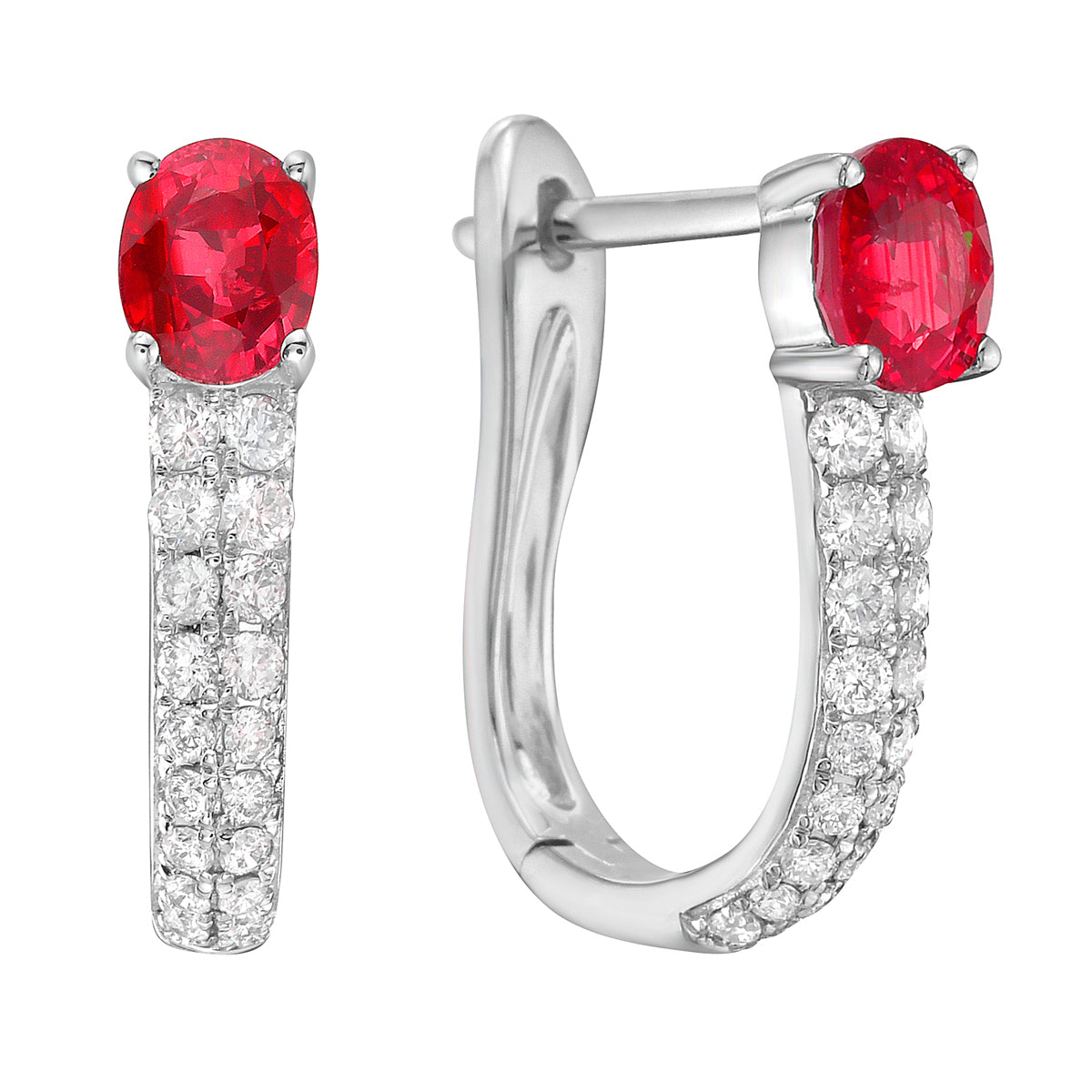 14K White Gold Ruby Earrings, 0.82ct