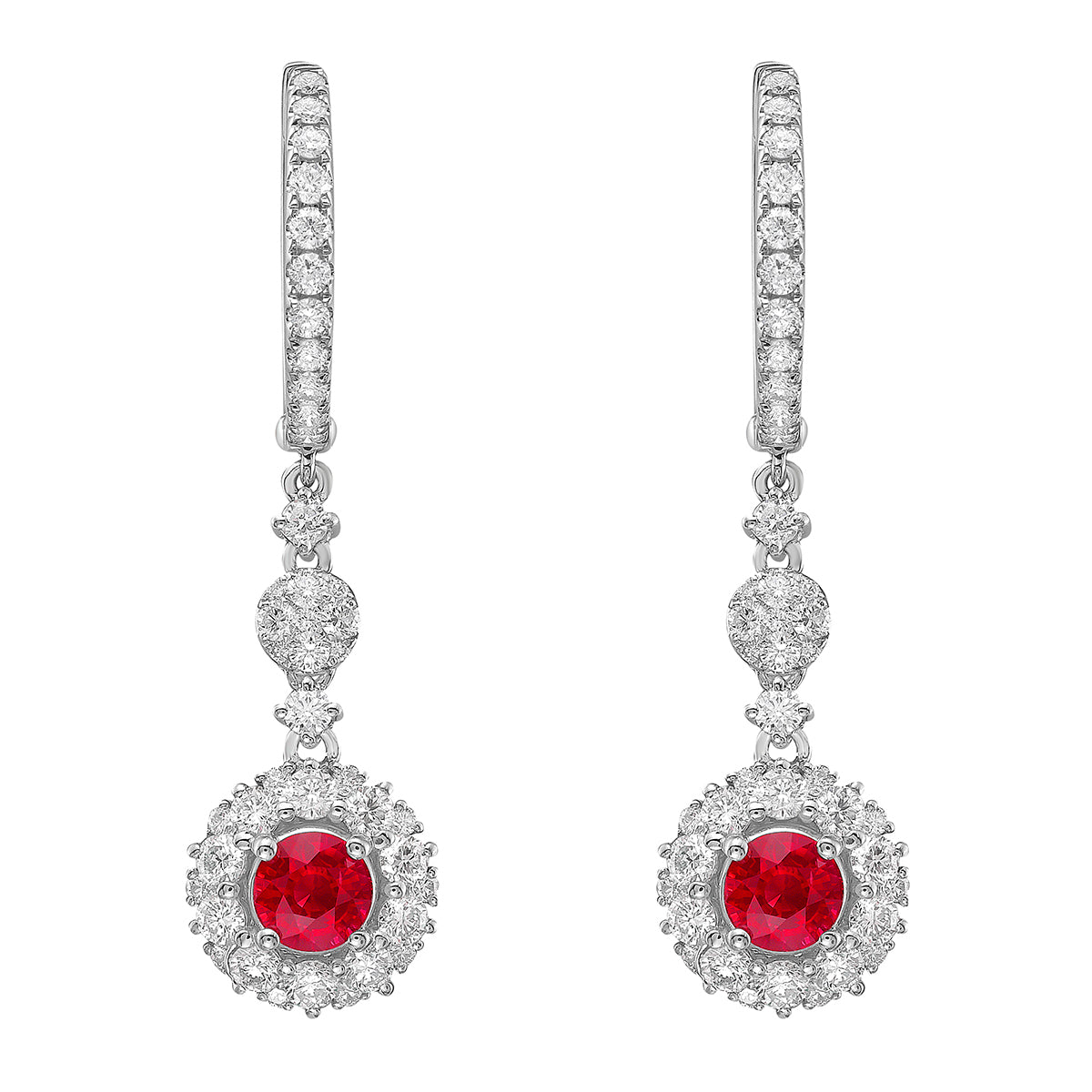 14K White Gold Ruby Earrings, 1.14ct