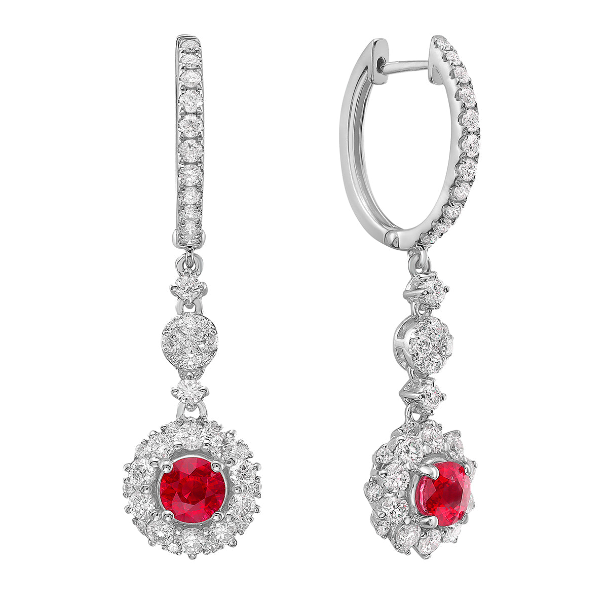 14K White Gold Ruby Earrings, 1.14ct
