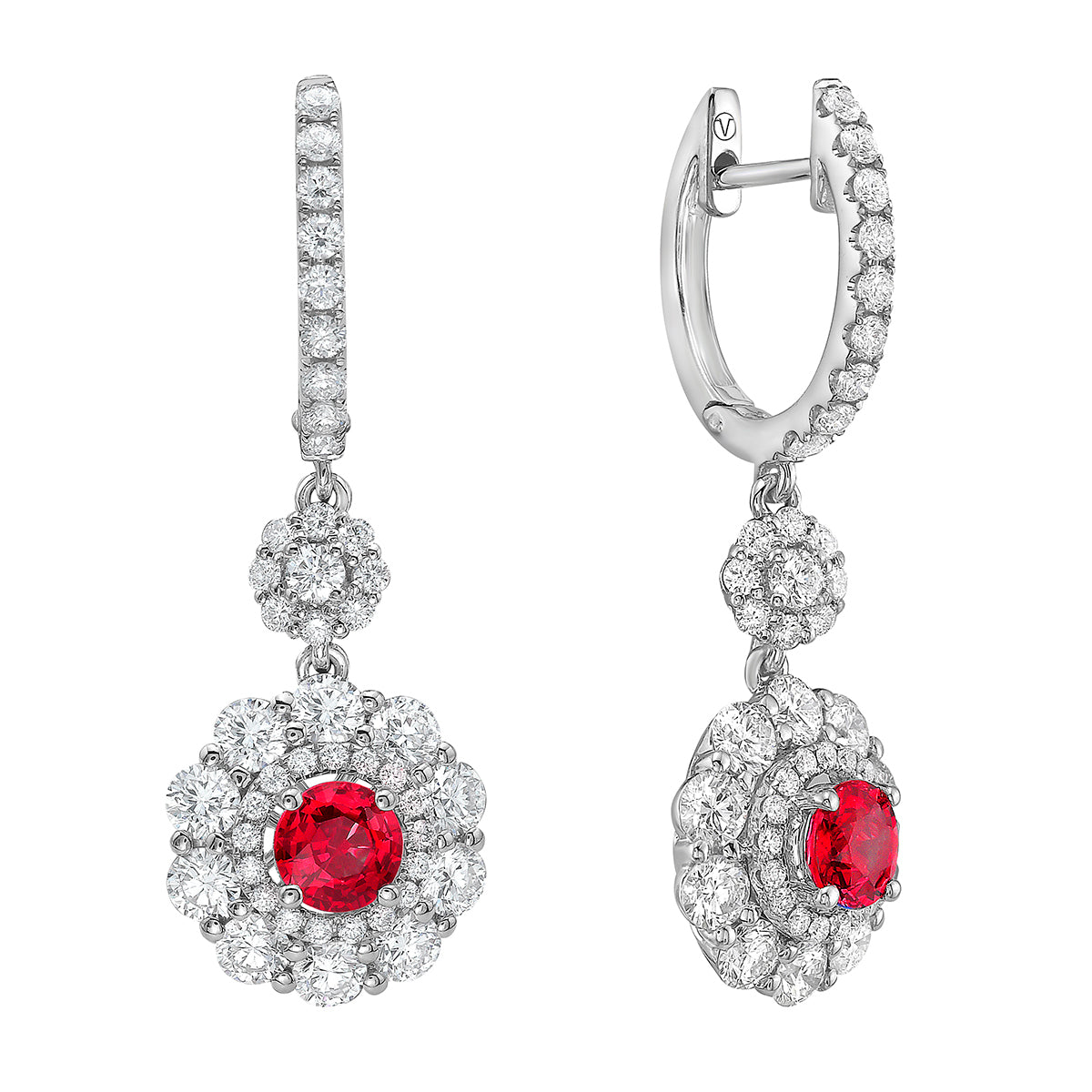 14K White Gold Ruby Earrings, 1.07ct