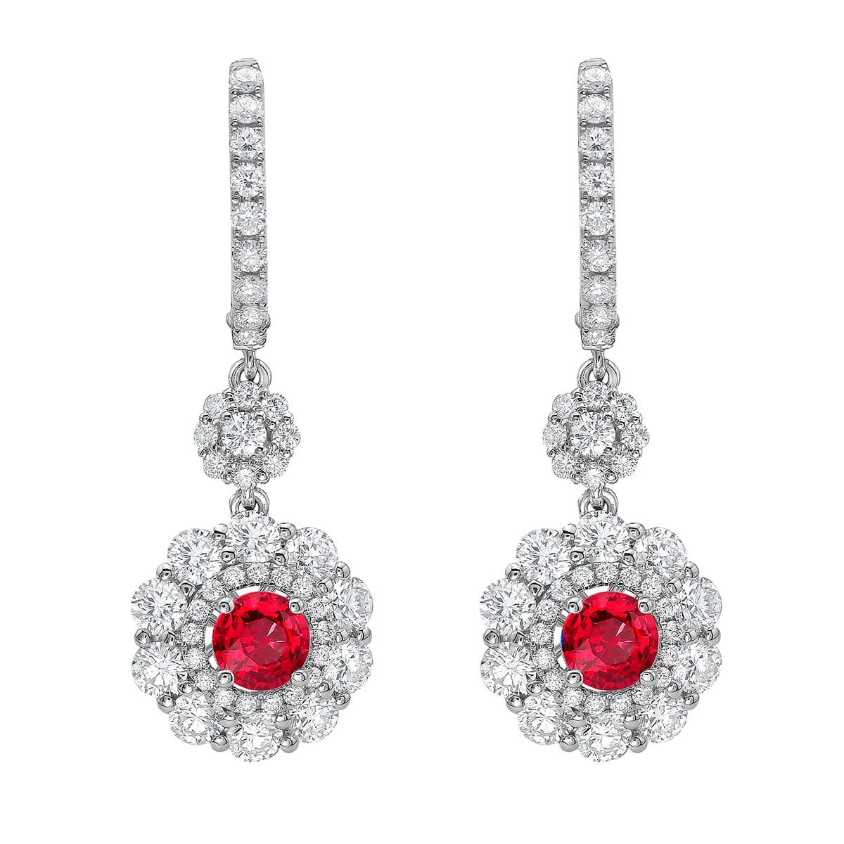 14K White Gold Ruby Earrings, 1.07ct