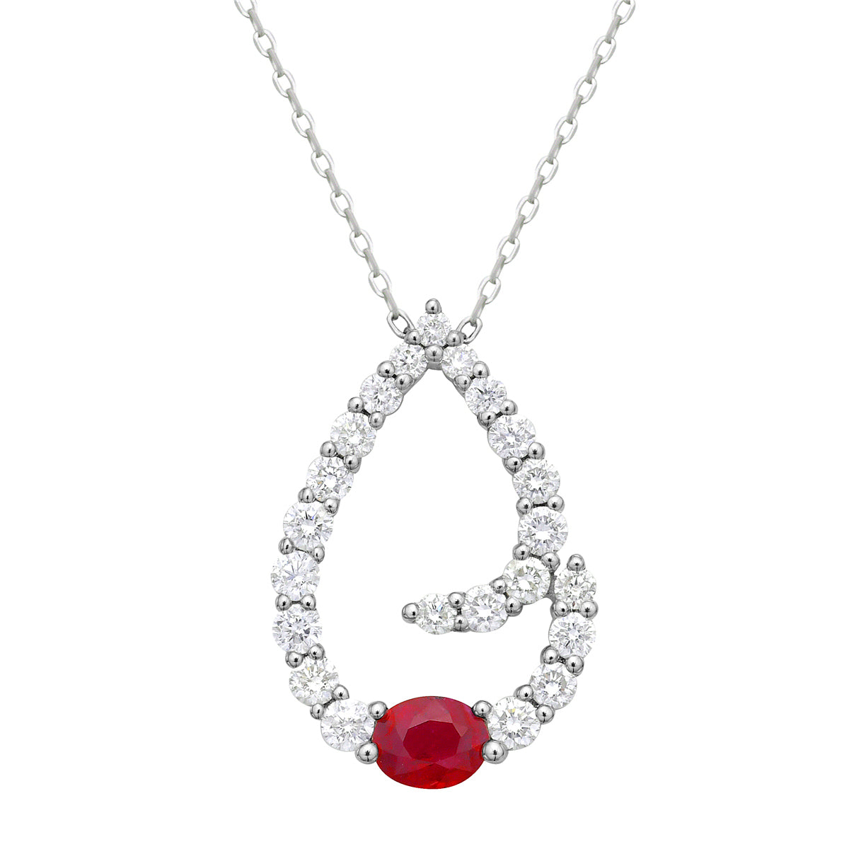 14K White Gold Ruby Pendant, 0.43ct