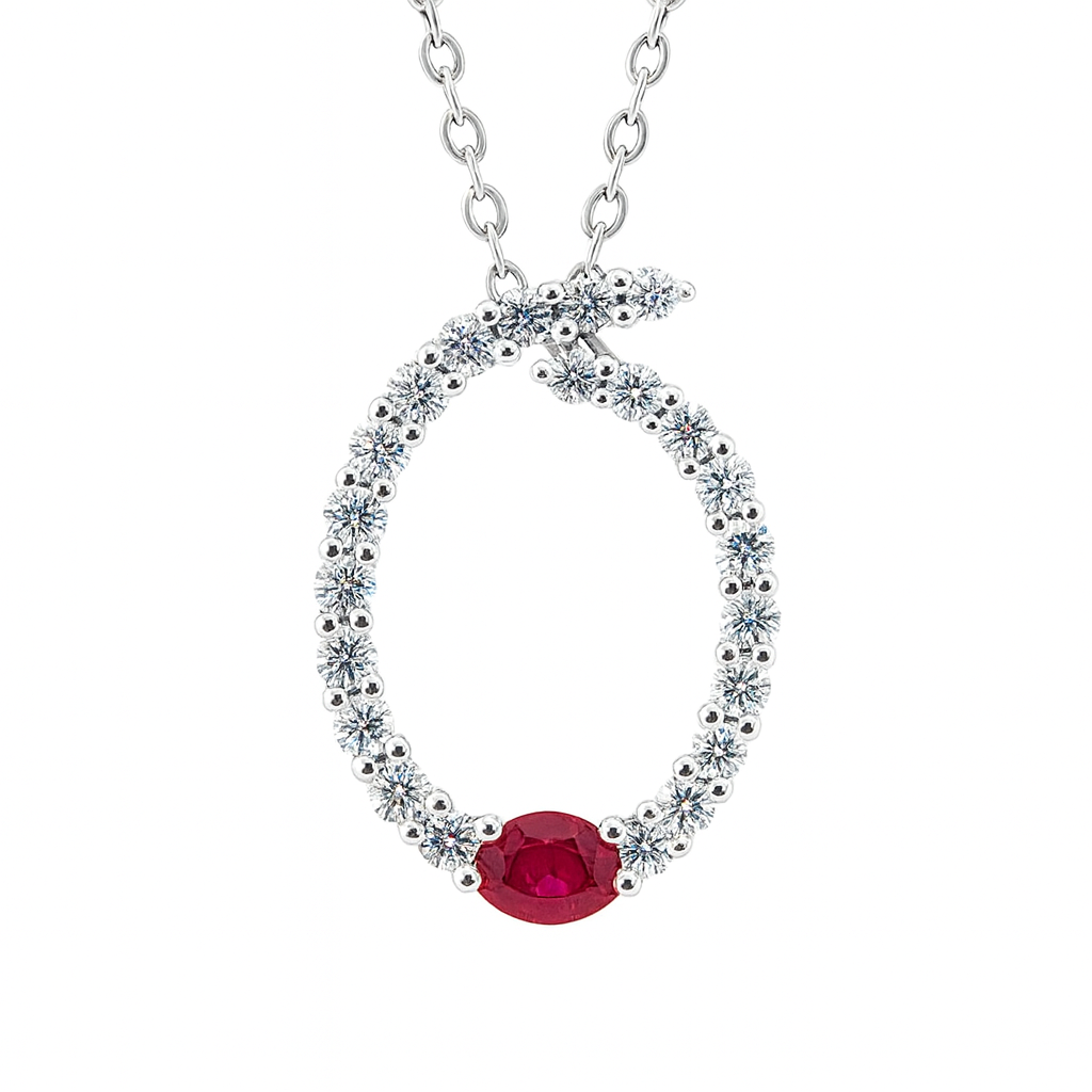 14K White Gold Ruby Pendant, 0.43ct