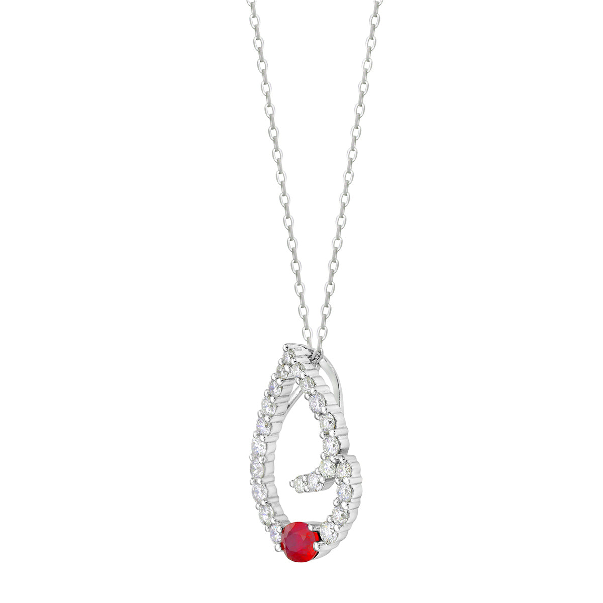 14K White Gold Ruby Pendant, 0.43ct