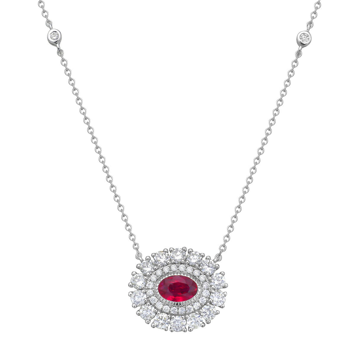 14K White Gold Ruby Pendant, 0.5ct