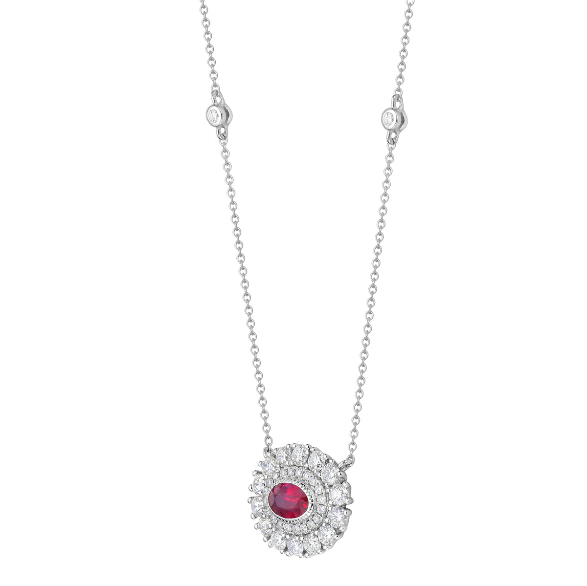 14K White Gold Ruby Pendant, 0.5ct