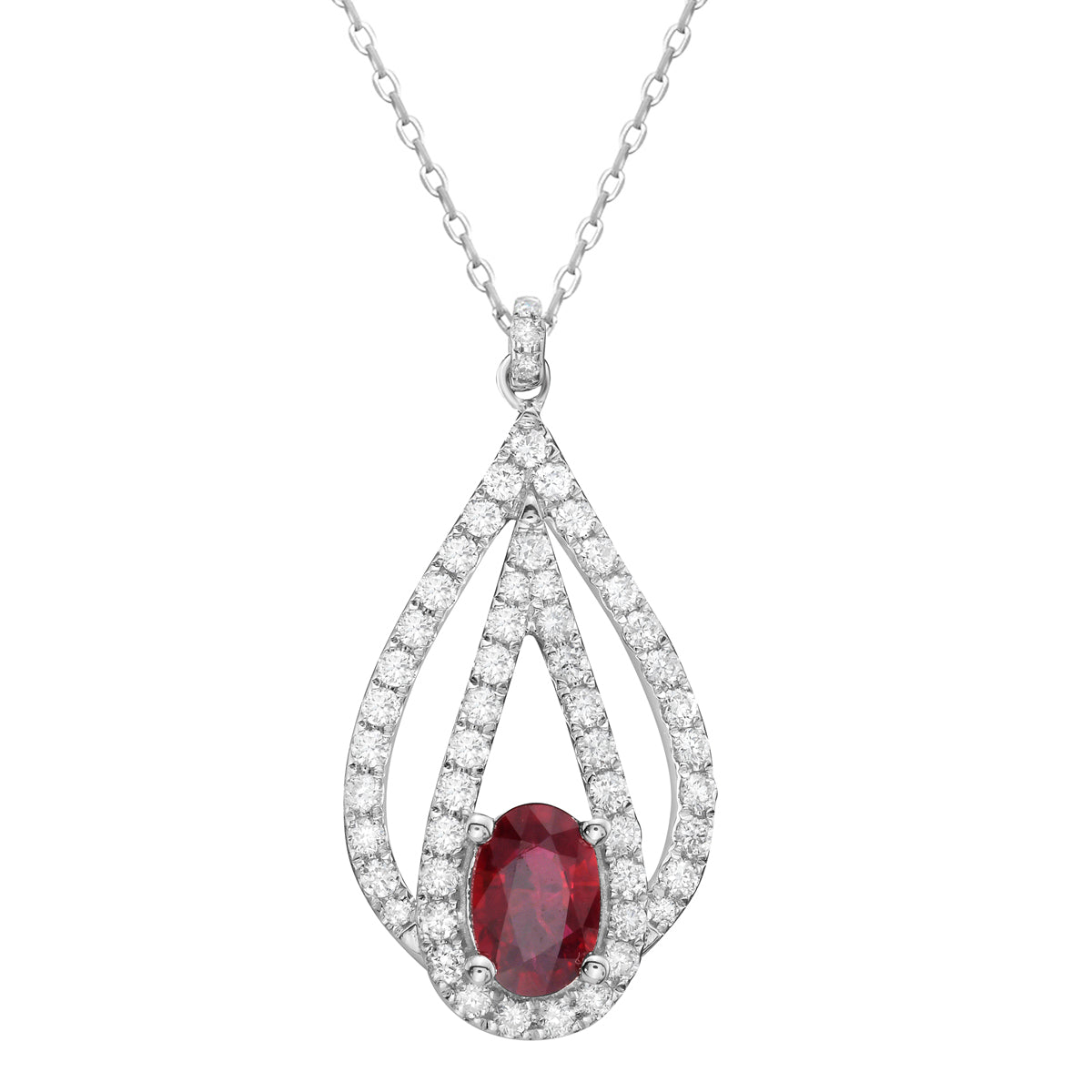 14K White Gold Ruby Pendant, 0.85ct