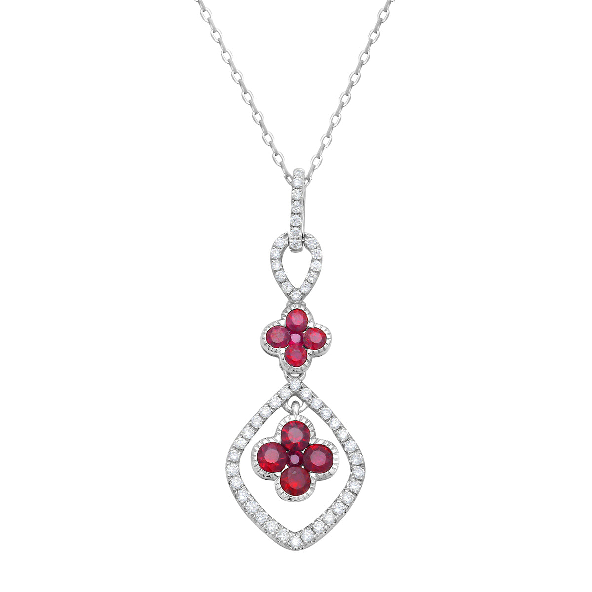 14K White Gold Ruby Pendant, 0.63ct