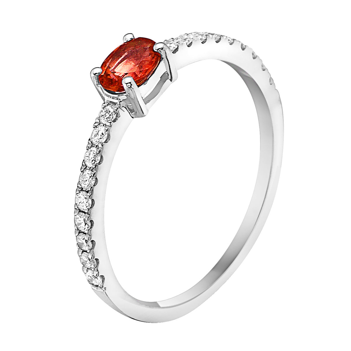 Ruby Solitaire Ring in Diamond Band