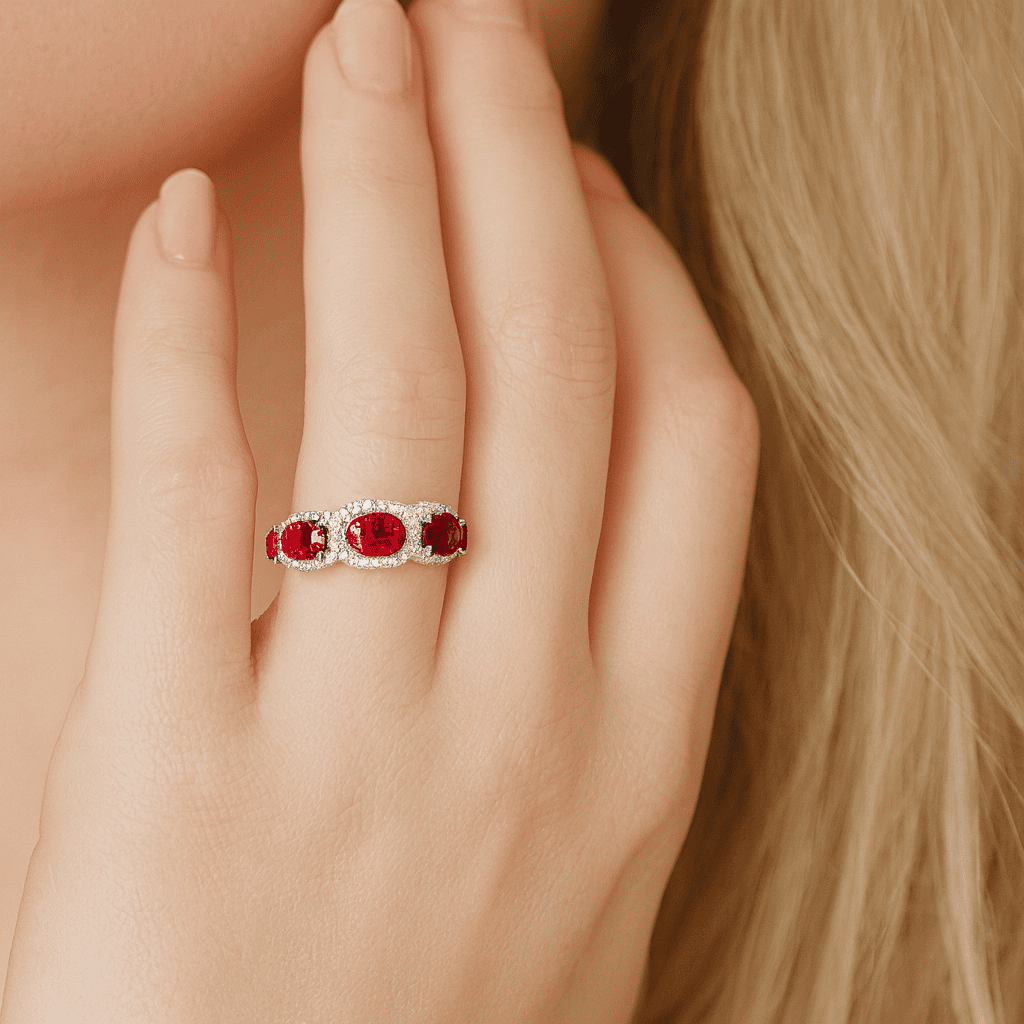 14K White Gold Ruby Ring, 1.8ct
