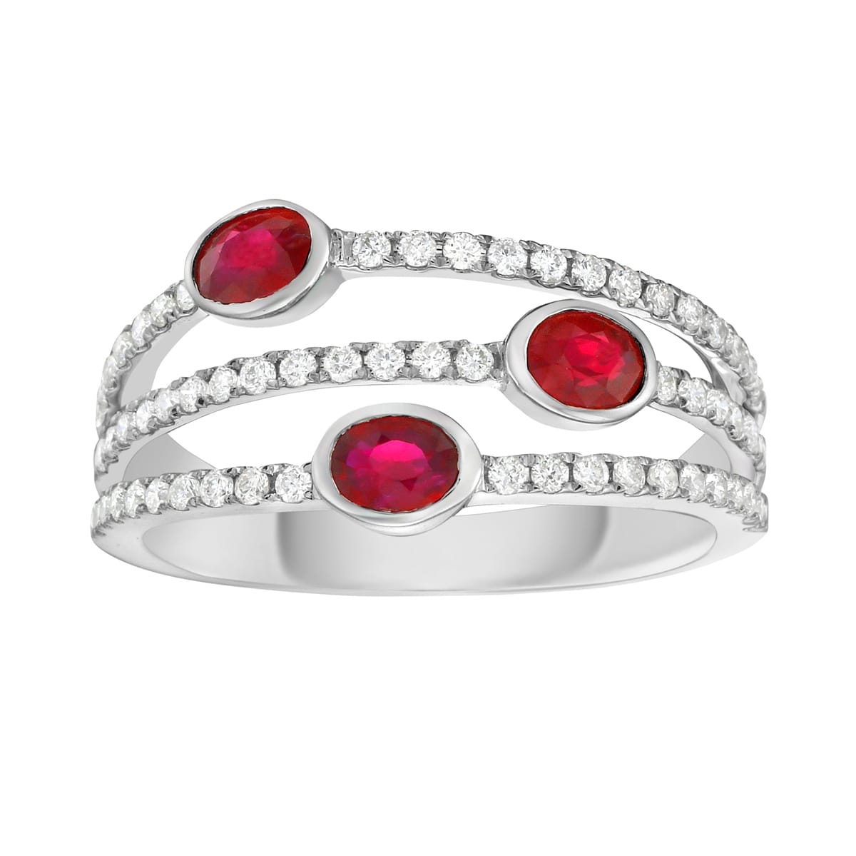 14K White Gold Ruby Ring, 0.64ct