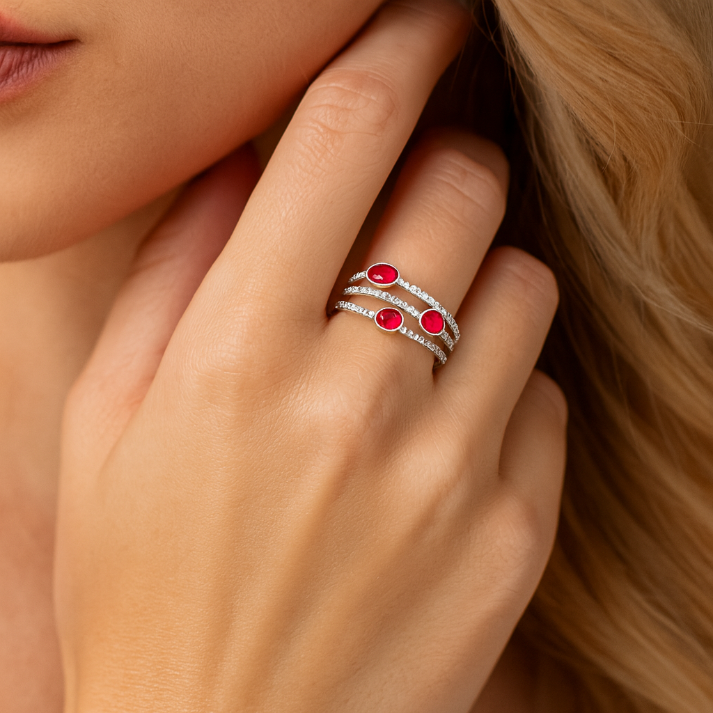 14K White Gold Ruby Ring, 0.64ct