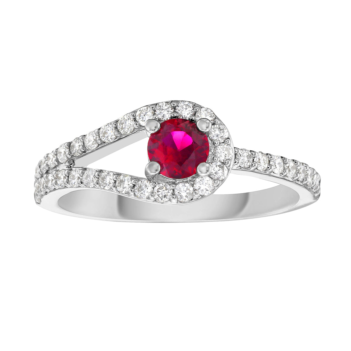 14K White Gold Ruby Ring, 0.32ct