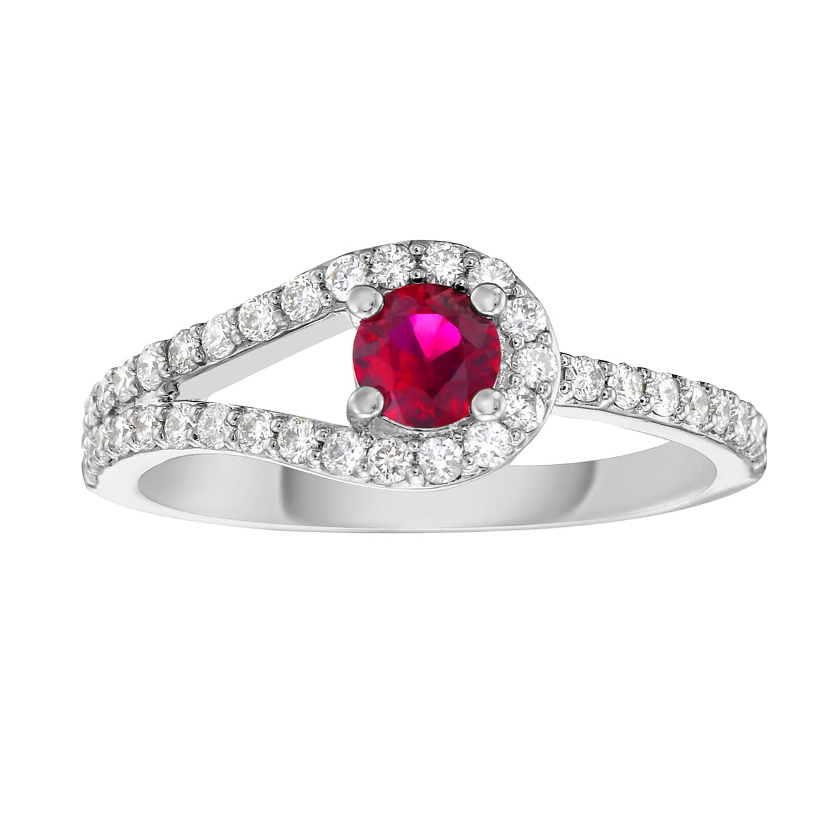 14K White Gold Ruby Ring, 0.32ct