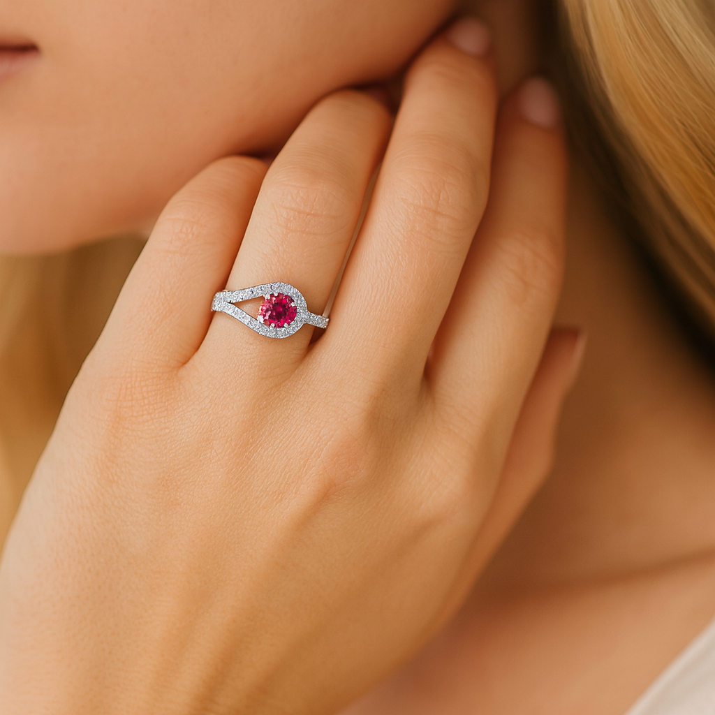 14K White Gold Ruby Ring, 0.32ct