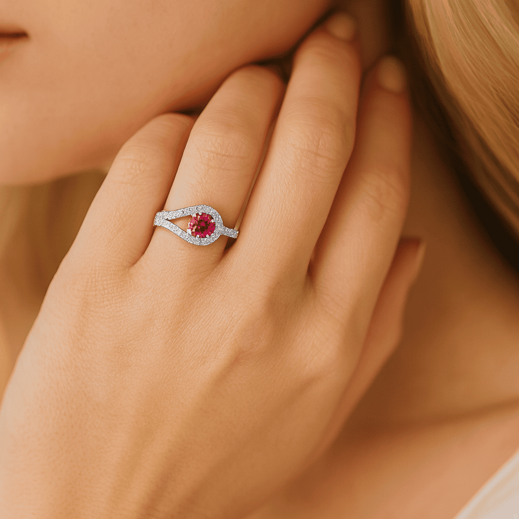 14K White Gold Ruby Ring, 0.32ct