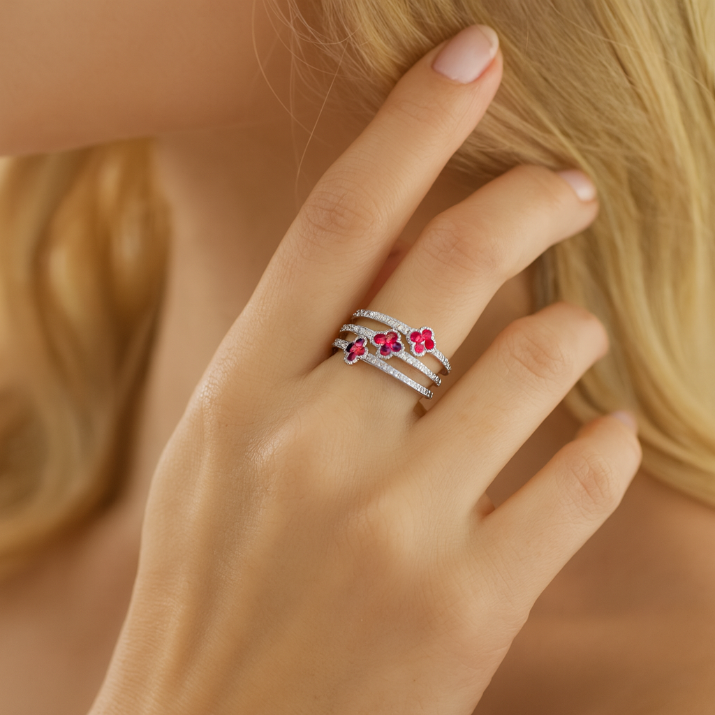 14K White Gold Ruby Ring, 0.69ct