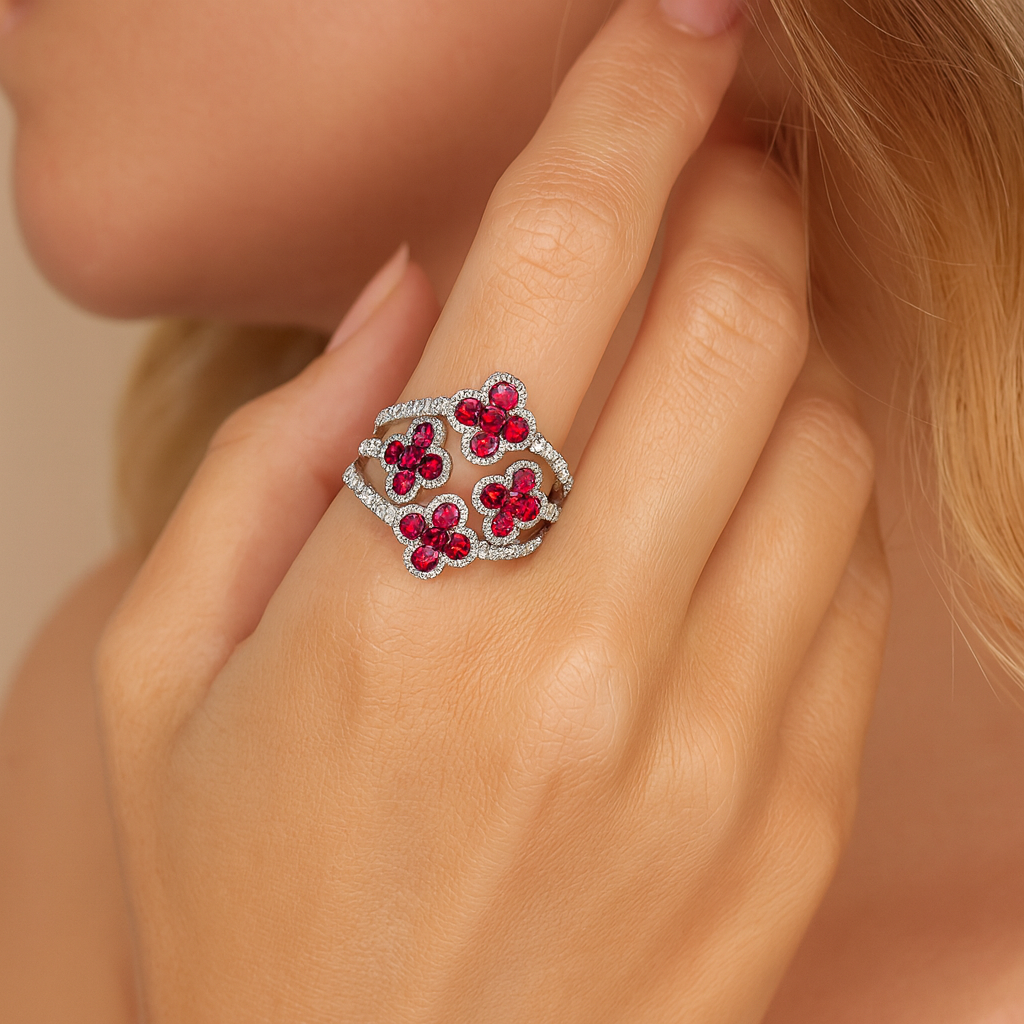 14K White Gold Ruby Ring, 0.9ct