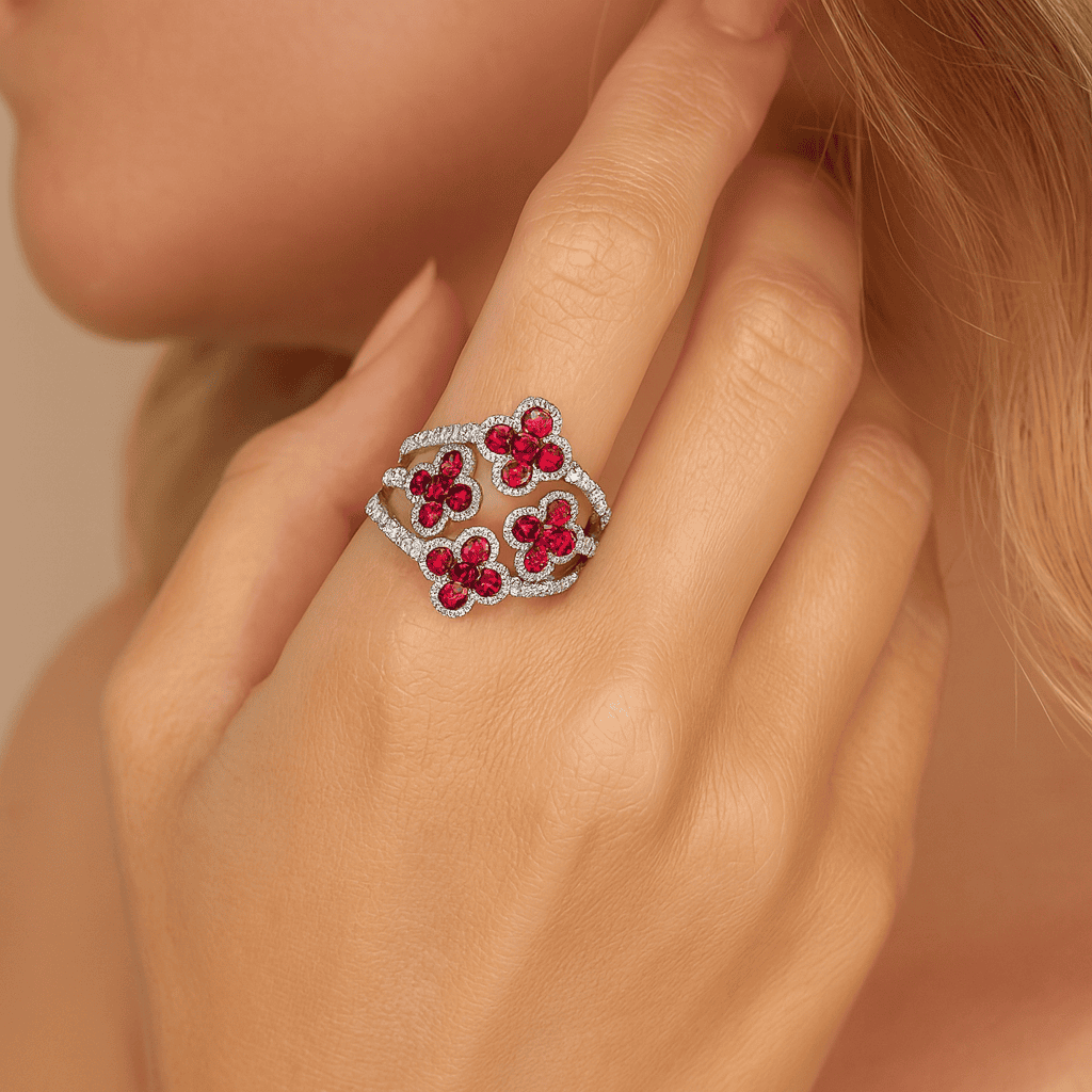 14K White Gold Ruby Ring, 0.9ct