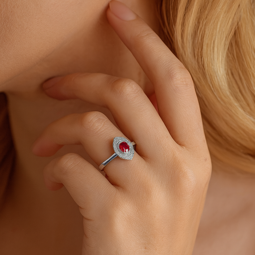 14K White Gold Ruby Ring, 0.33ct