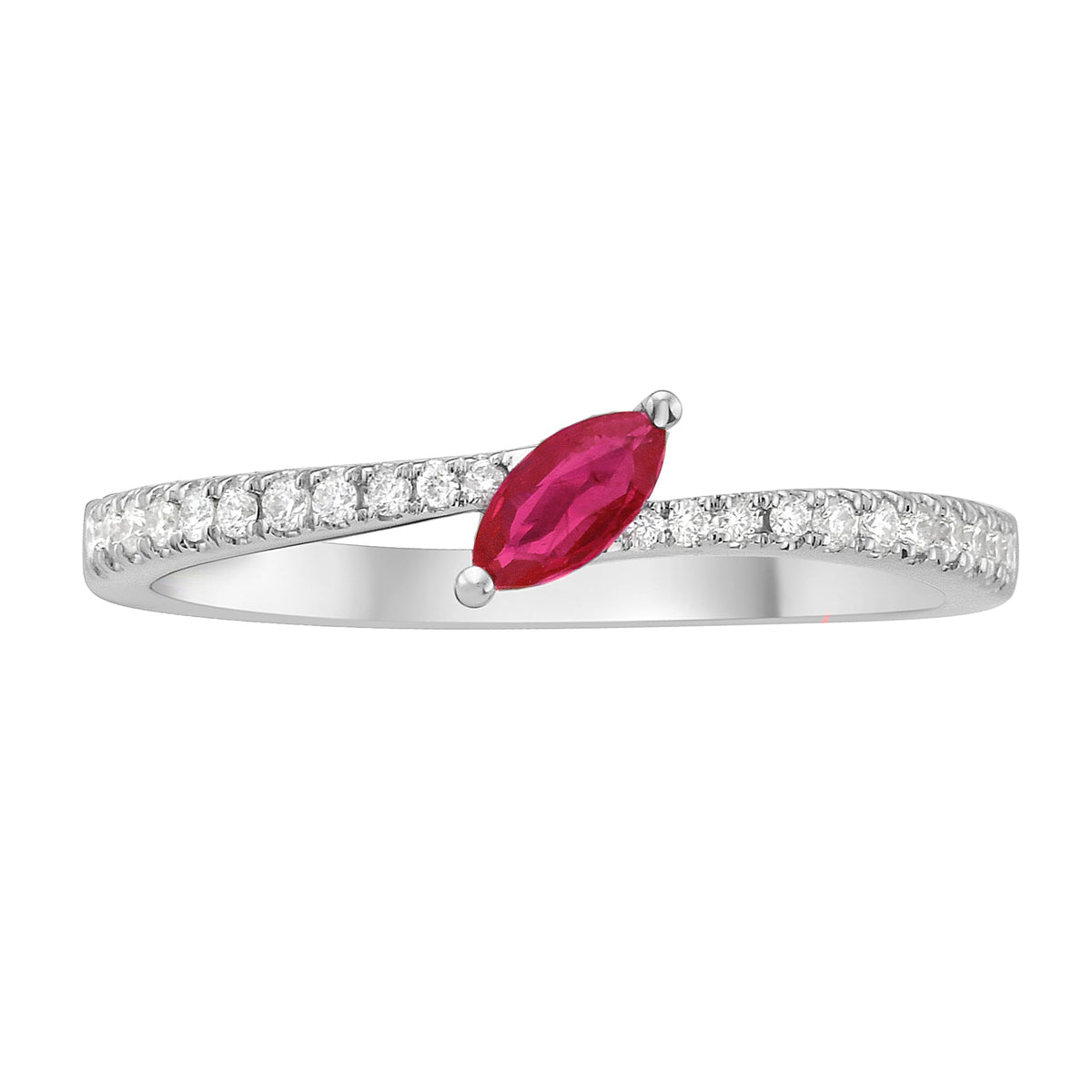 14K White Gold Ruby Ring, 0.16ct
