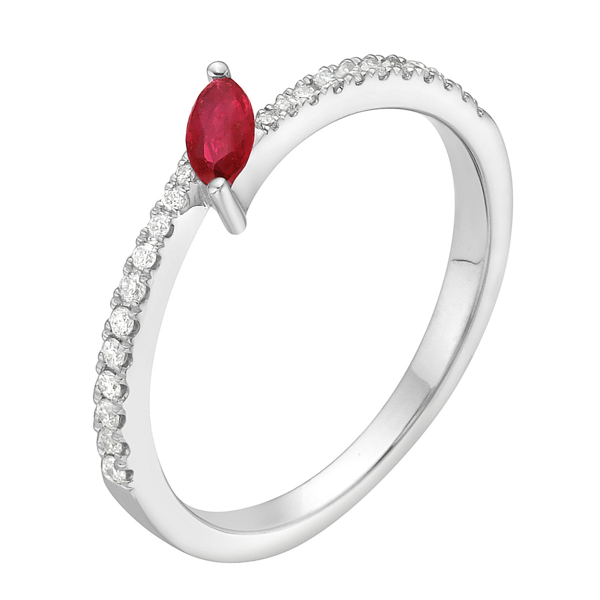 14K White Gold Ruby Ring, 0.16ct