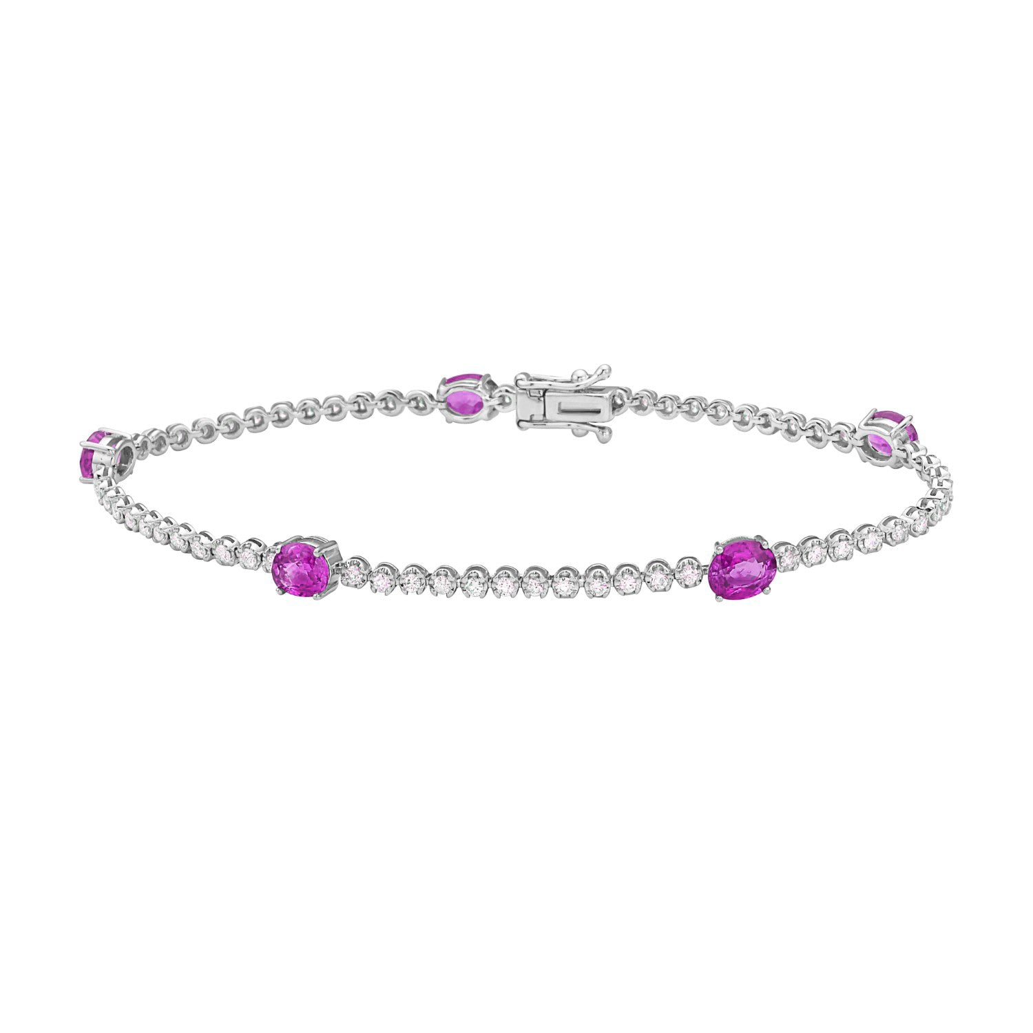 14K White Gold Pink Sapphire Bracelet, 2.01ct