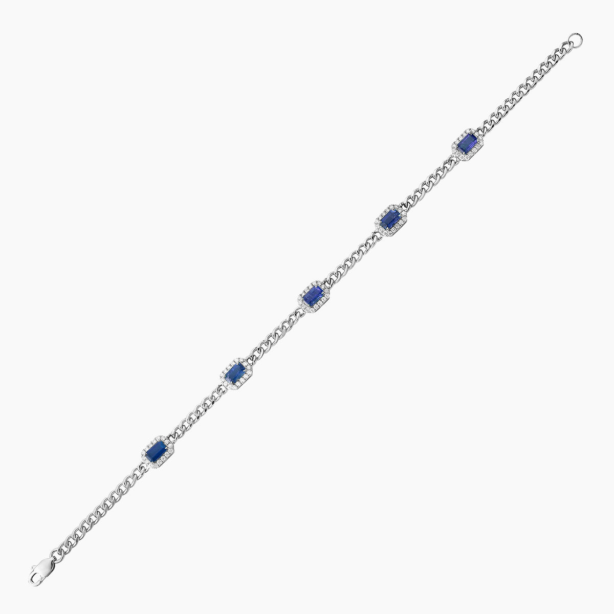 14K White Gold Sapphire and Diamond Bracelet