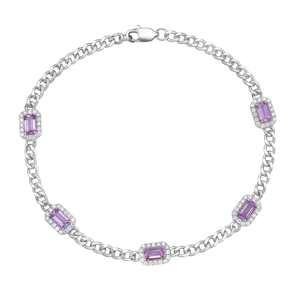 14K White Gold Pink Sapphire Bracelet, 1.76ct