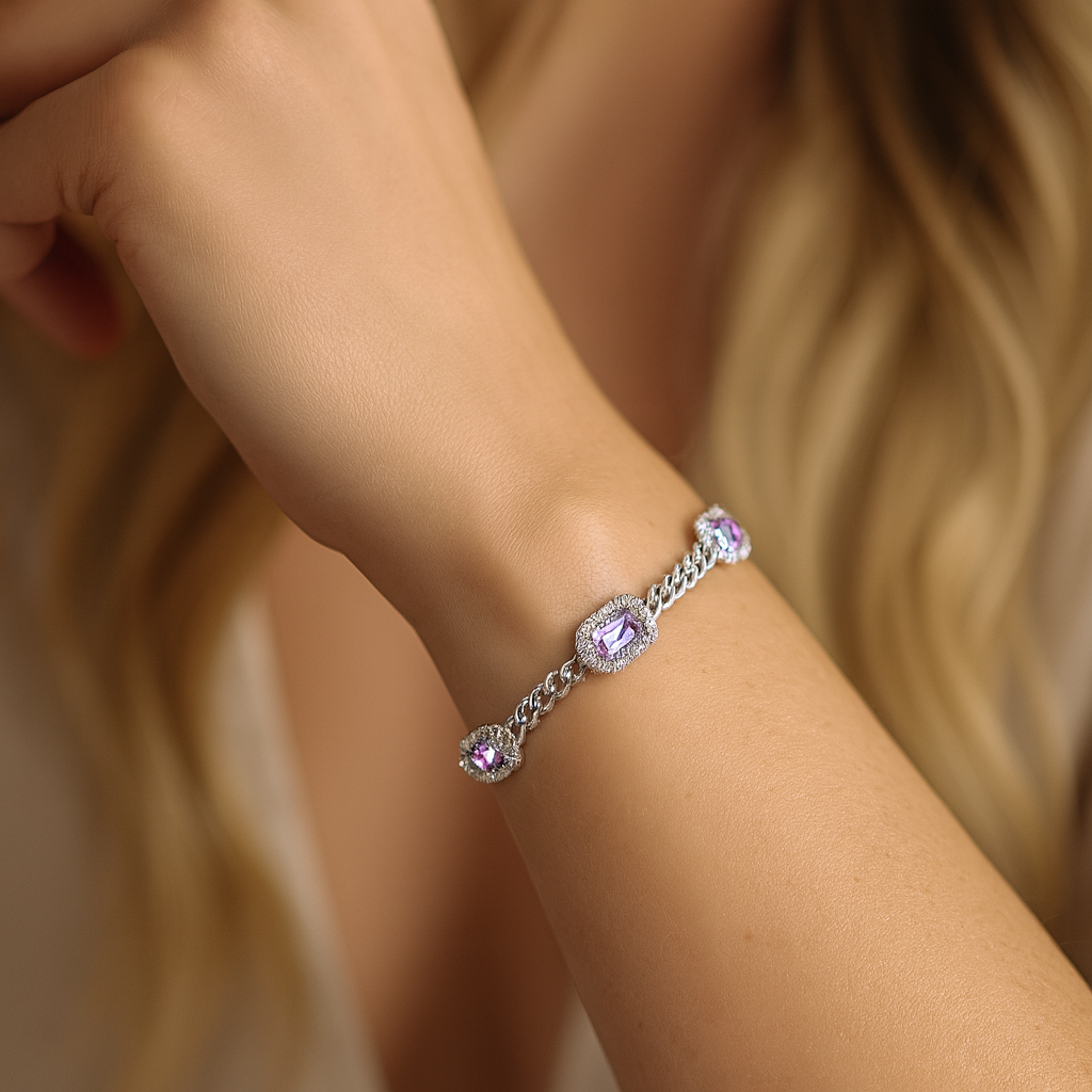 14K White Gold Pink Sapphire Bracelet, 1.76ct