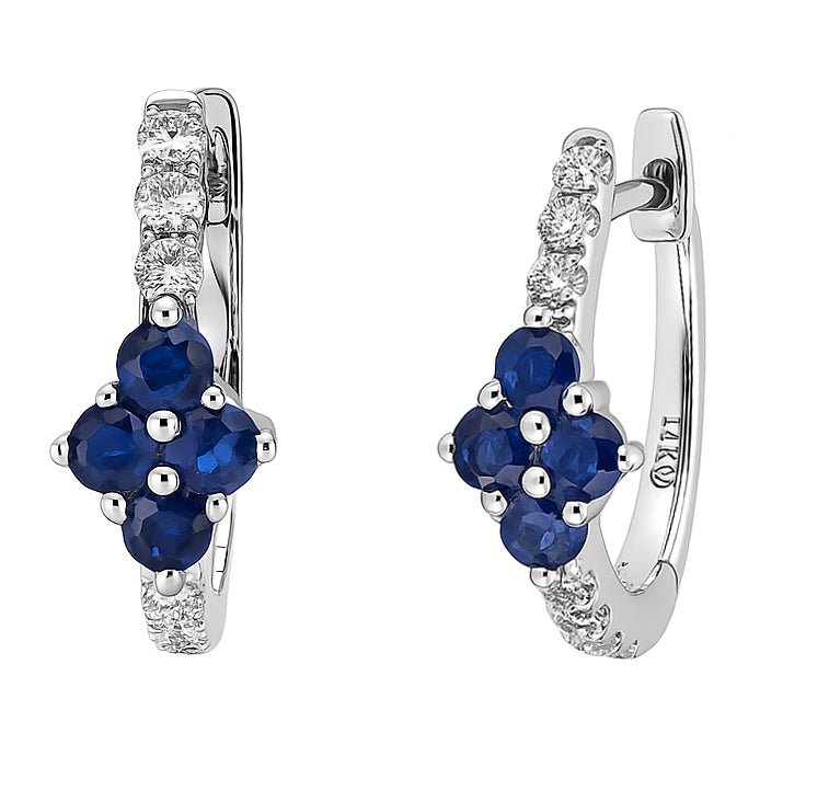 14K White Gold Blue Sapphire Earrings, 0.53ct