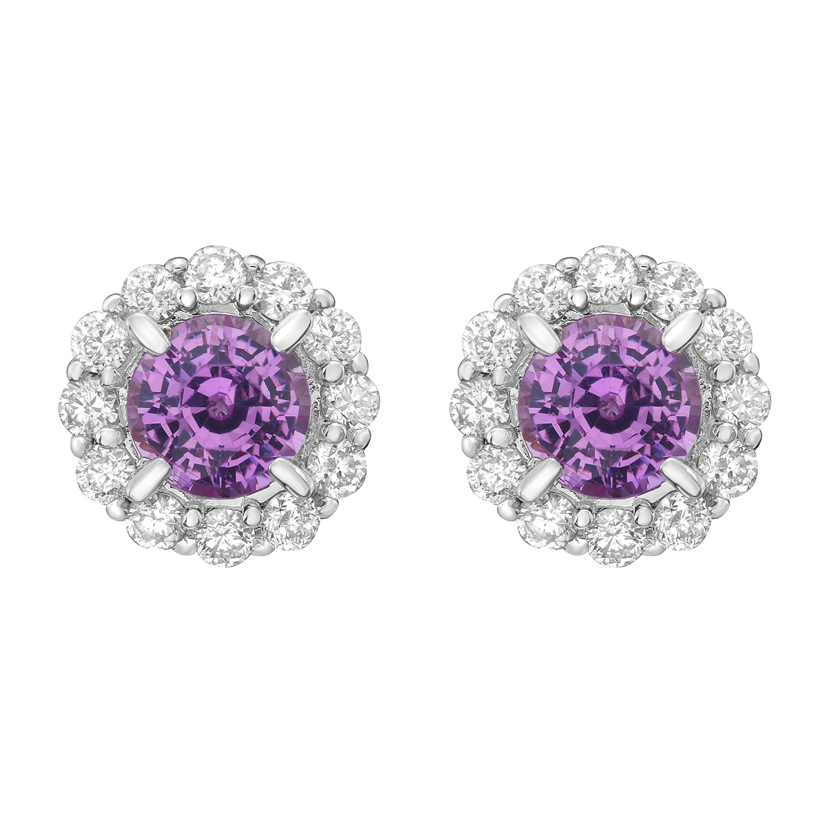14K White Gold Pink Sapphire Earrings, 0.74ct