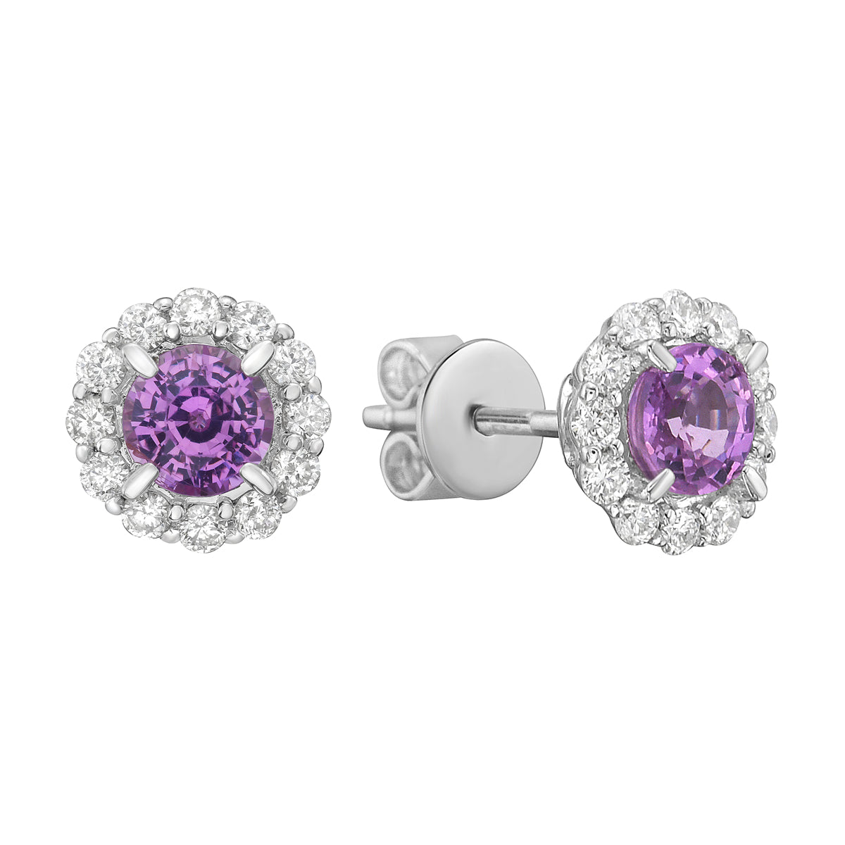 14K White Gold Pink Sapphire Earrings, 0.74ct