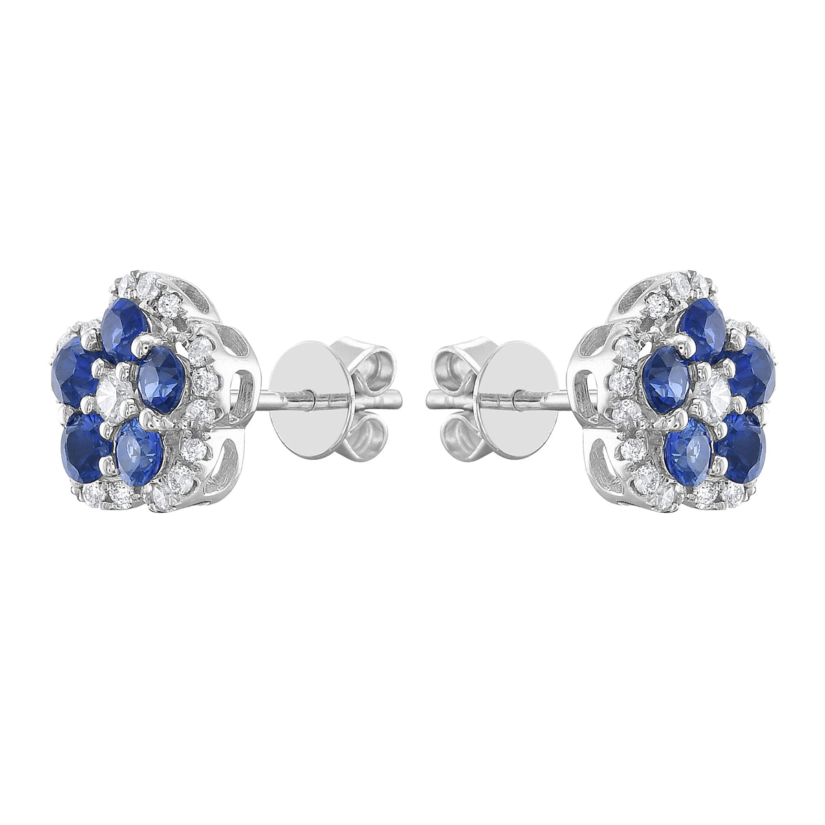 14K White Gold Blue Sapphire Earrings, 0.73ct