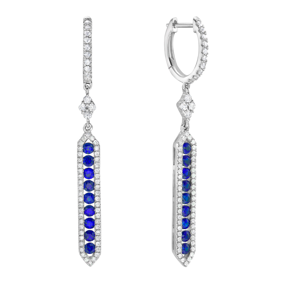 14K White Gold Blue Sapphire Earrings, 1.15ct