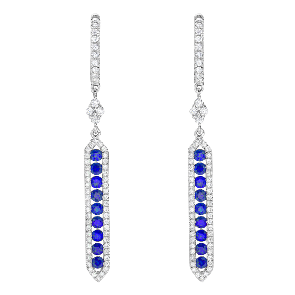 14K White Gold Blue Sapphire Earrings, 1.15ct