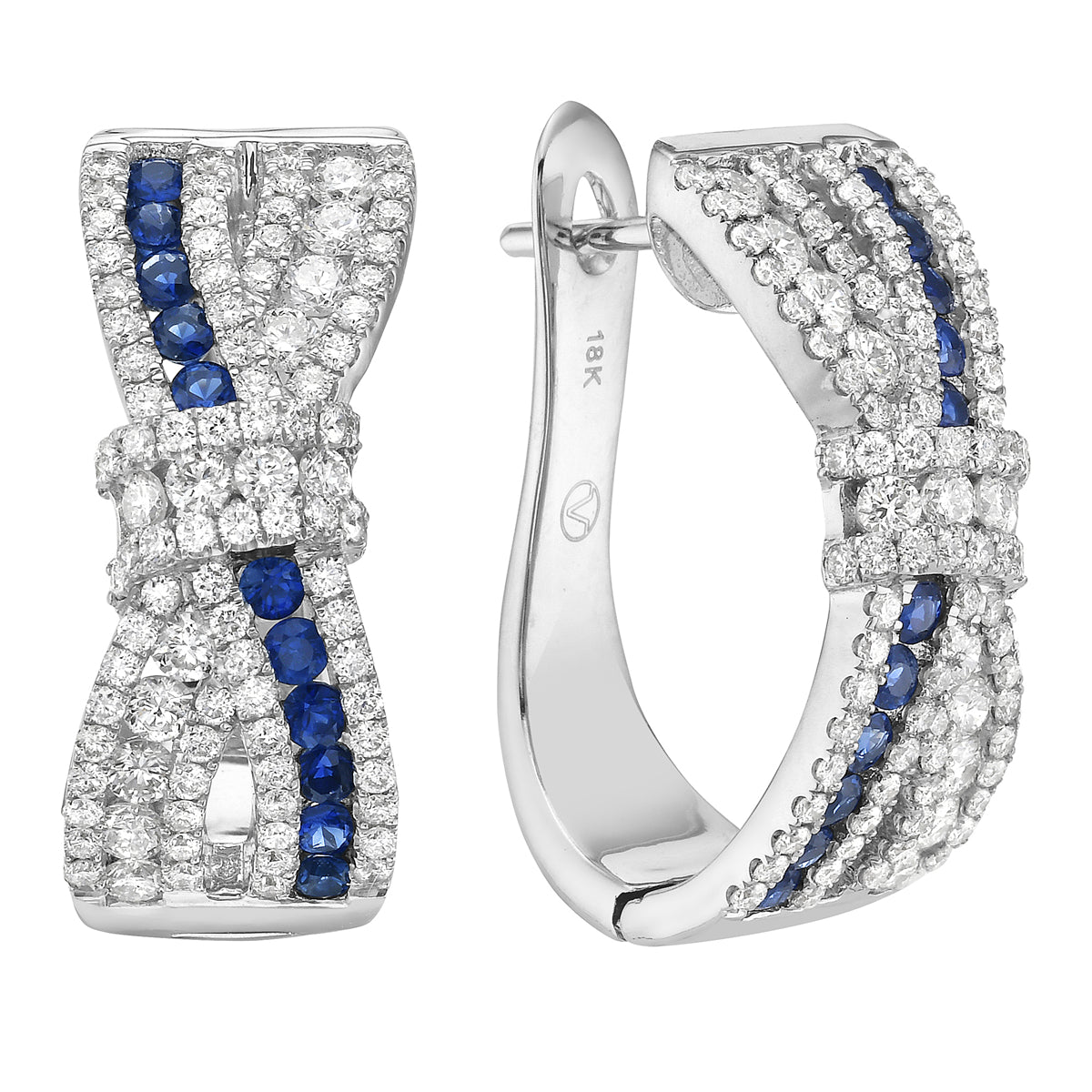 14K White Gold Blue Sapphire Earrings, 1.53ct