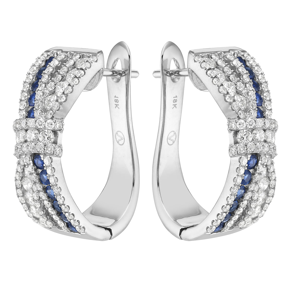 14K White Gold Blue Sapphire Earrings, 1.53ct