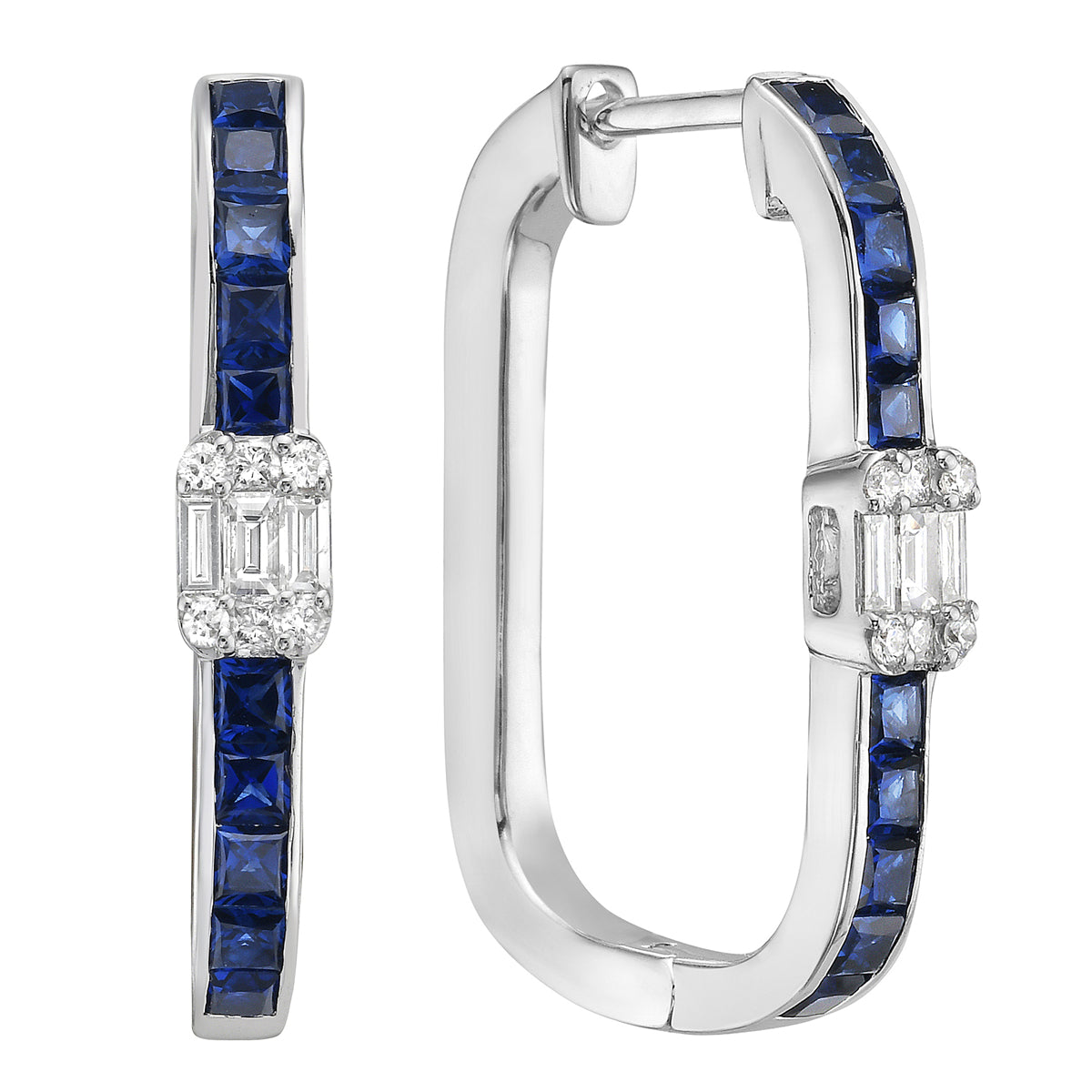 14K White Gold Blue Sapphire Earrings, 0.7ct