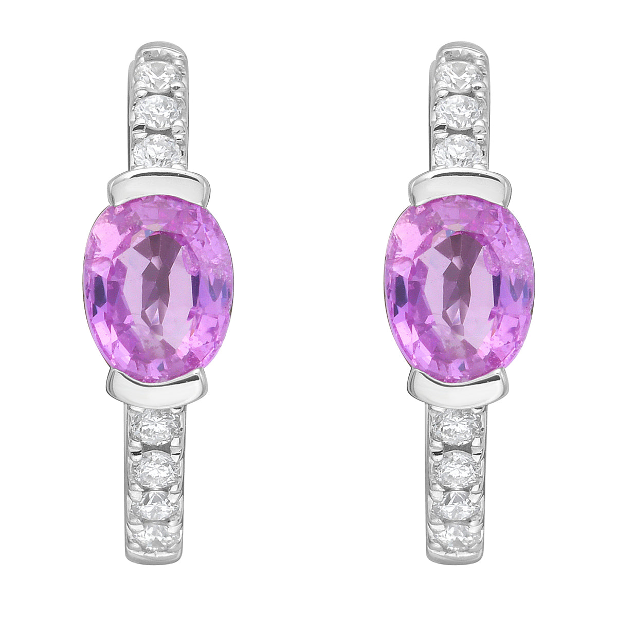 14K White Gold Pink Sapphire Earrings, 0.96ct