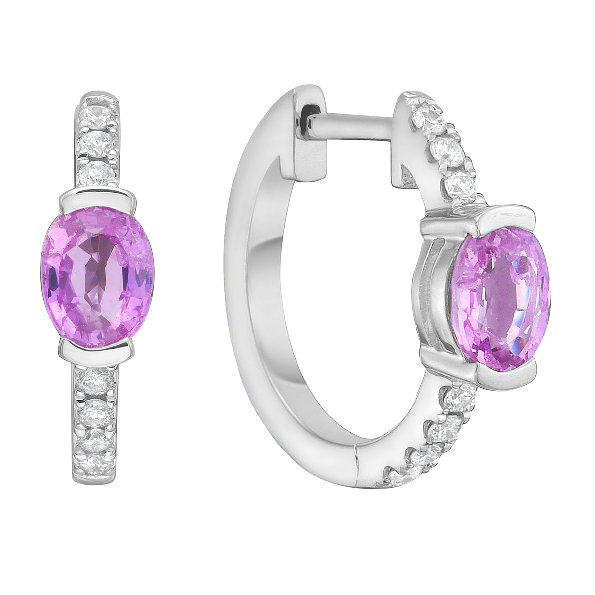 14K White Gold Pink Sapphire Earrings, 0.96ct