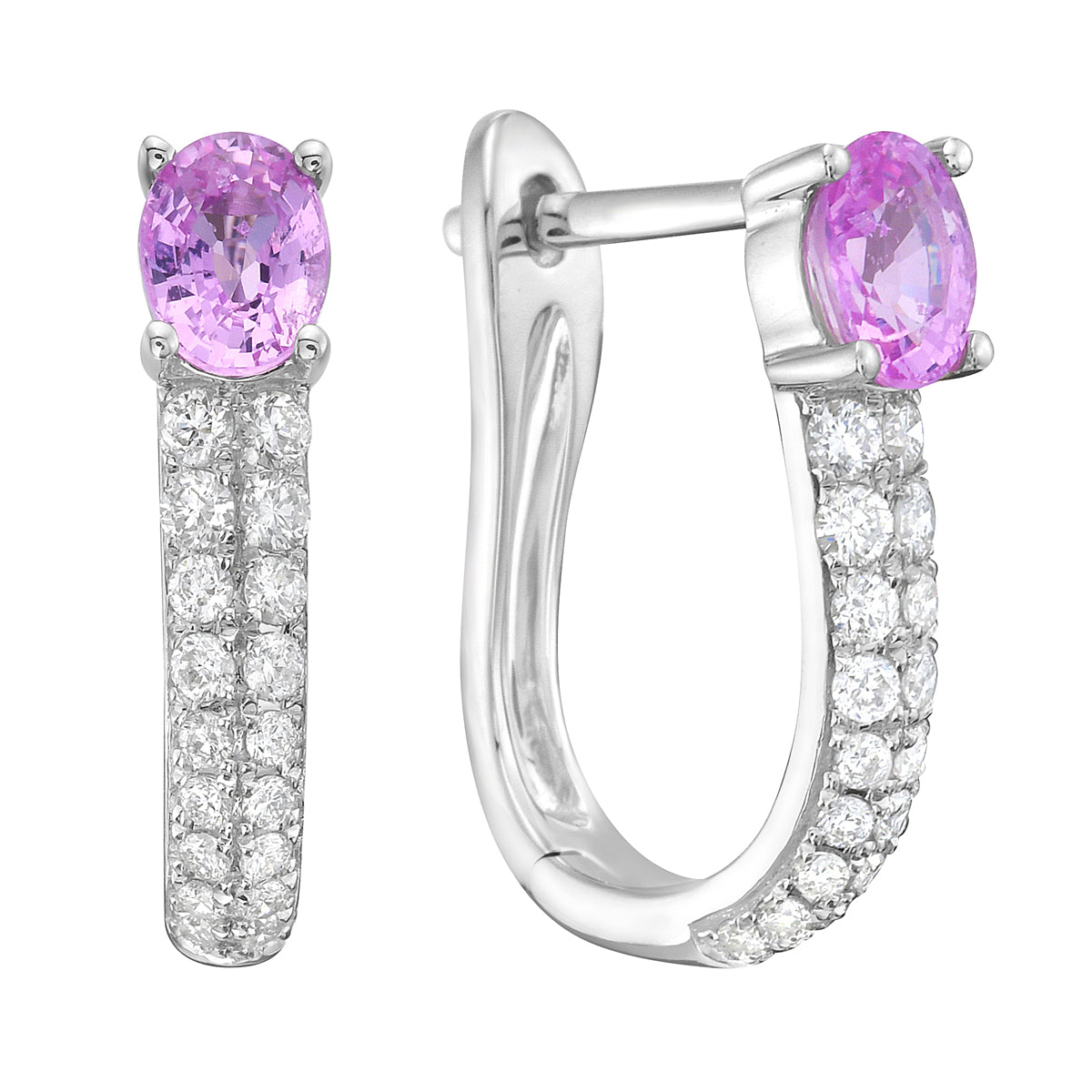 14K White Gold Pink Sapphire Earrings, 0.76ct