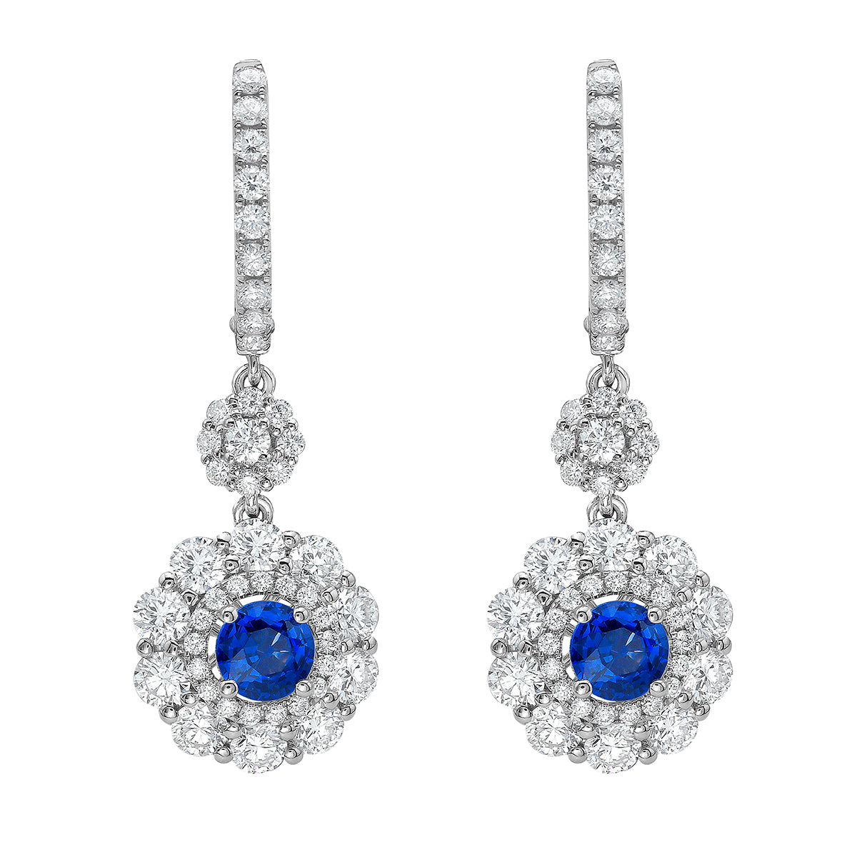 14K White Gold Blue Sapphire Earrings