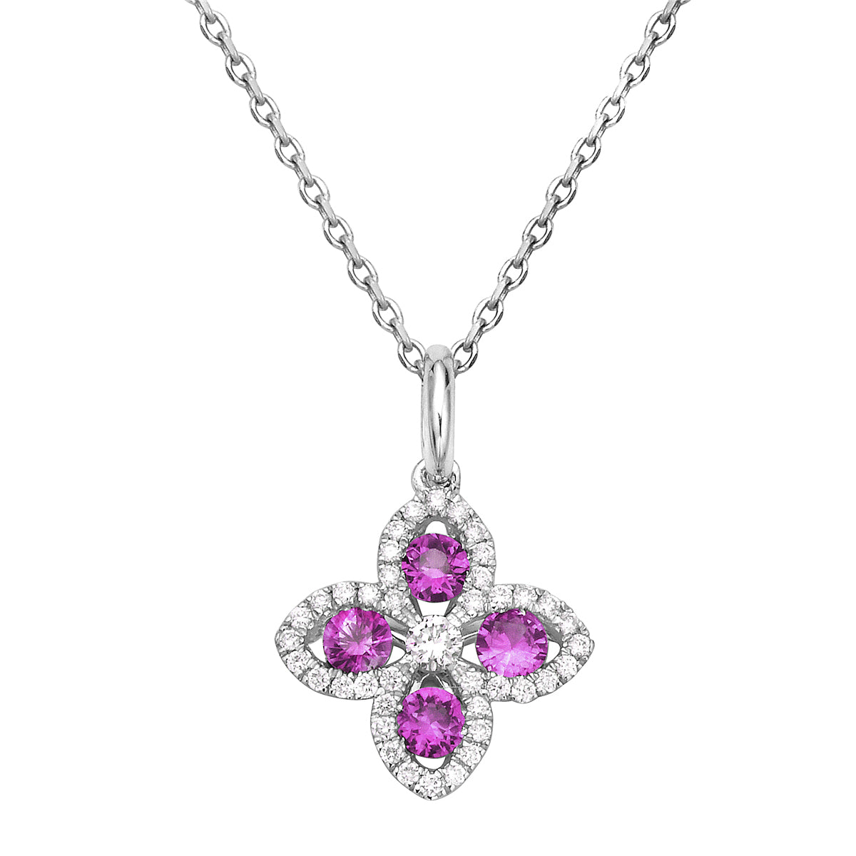 14K White Gold Pink Sapphire Pendant, 0.4ct