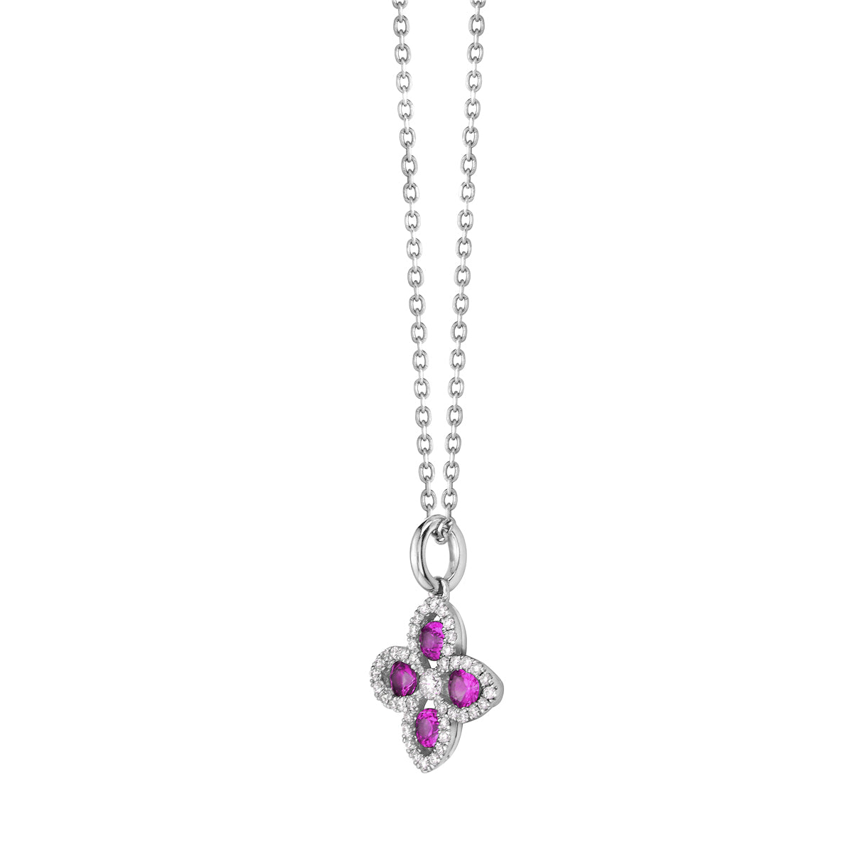 14K White Gold Pink Sapphire Pendant, 0.4ct