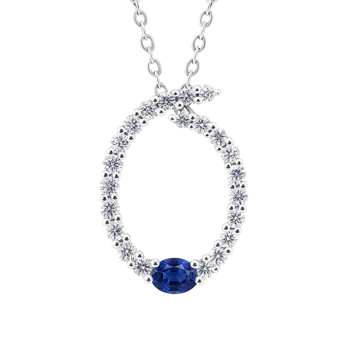 14K White Gold Blue Sapphire Pendant, 1.7g, 0.38ct