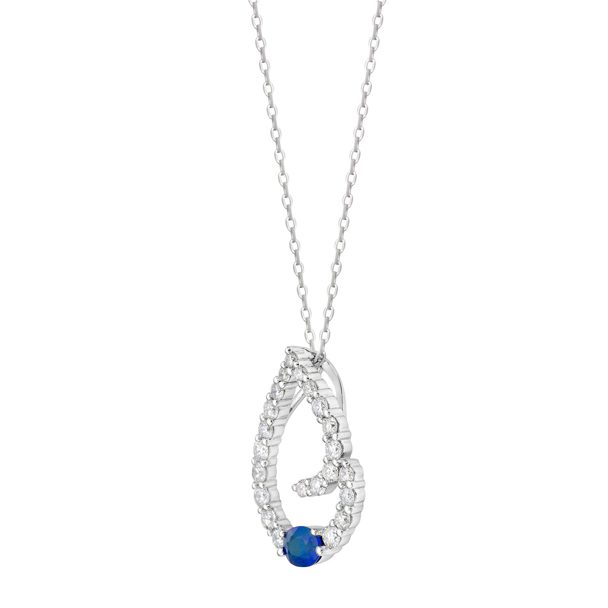 14K White Gold Blue Sapphire Pendant, 0.4ct