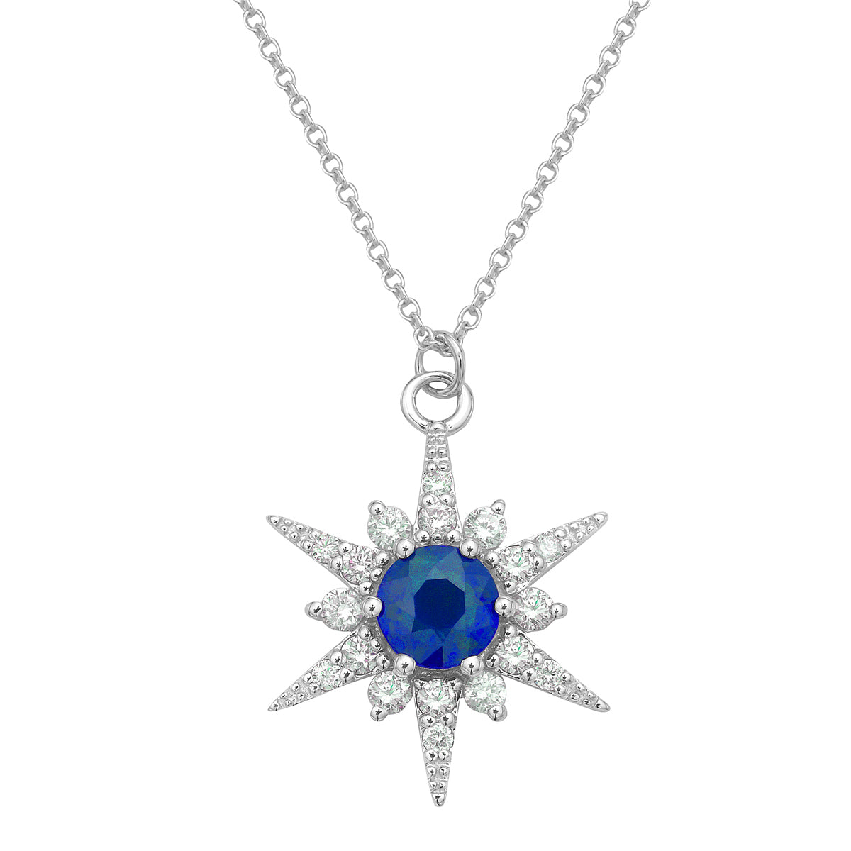 14K White Gold Blue Sapphire Necklace, 0.58ct
