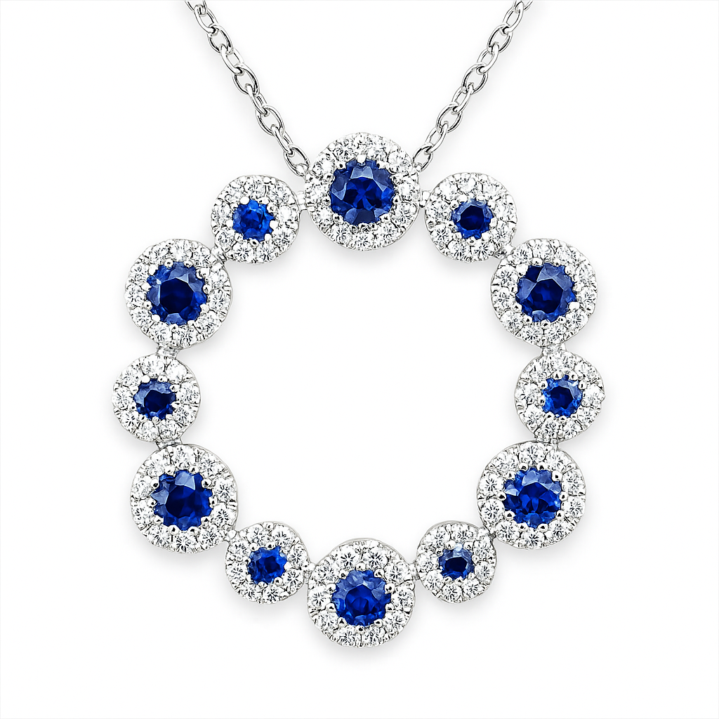 18K White Gold Blue Sapphire Pendant, 0.72ct