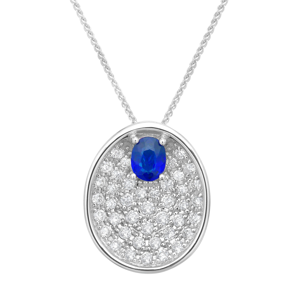 14K White Gold Blue Sapphire Pendant, 0.37ct